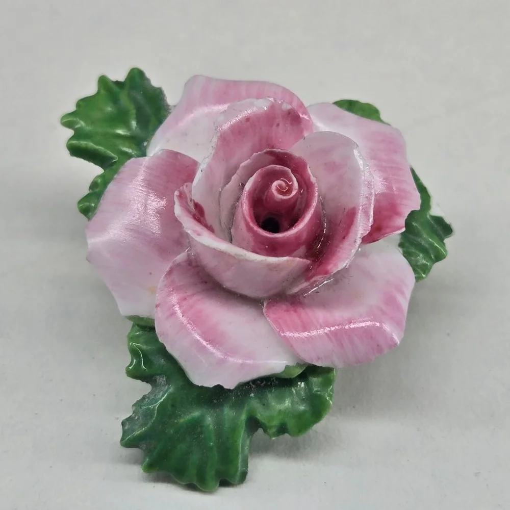 Vintage Royal Adderley Women's Brooch England China Pink Rose Floral Pin